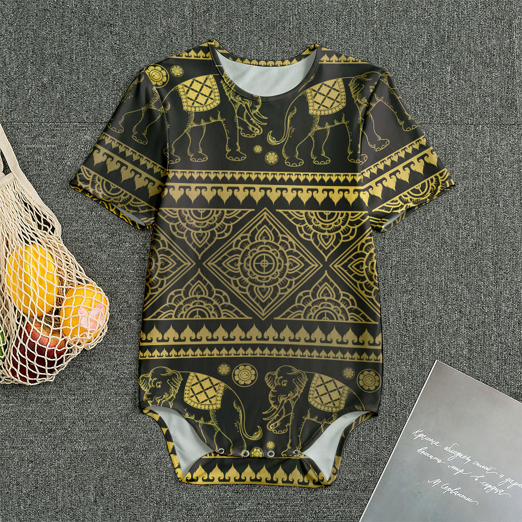 Ethnic Thai Elephant Pattern Print Men's Bodysuit
