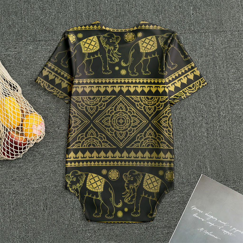 Ethnic Thai Elephant Pattern Print Men's Bodysuit