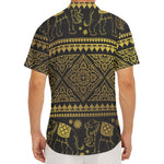 Ethnic Thai Elephant Pattern Print Men's Deep V-Neck Shirt