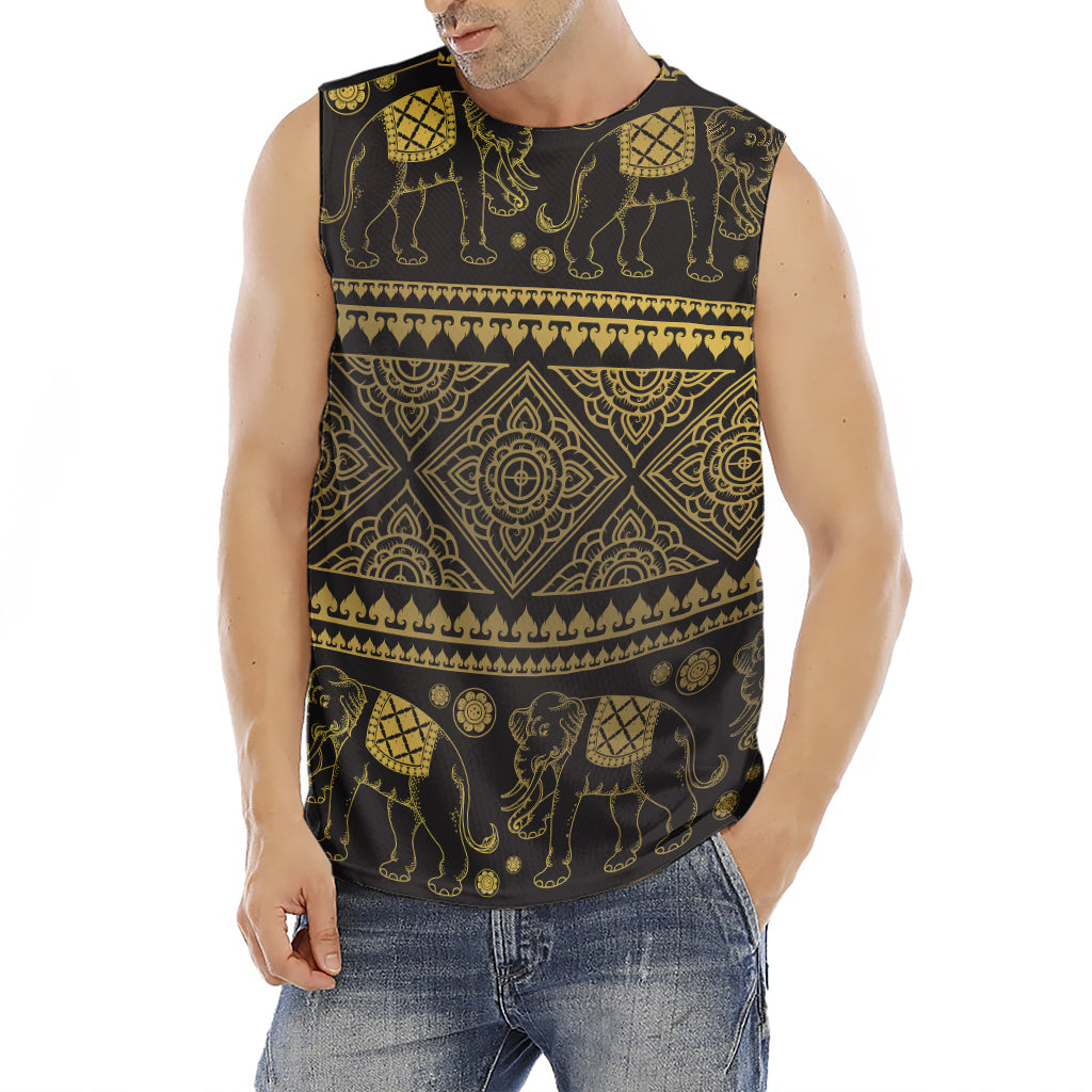 Ethnic Thai Elephant Pattern Print Men's Fitness Tank Top