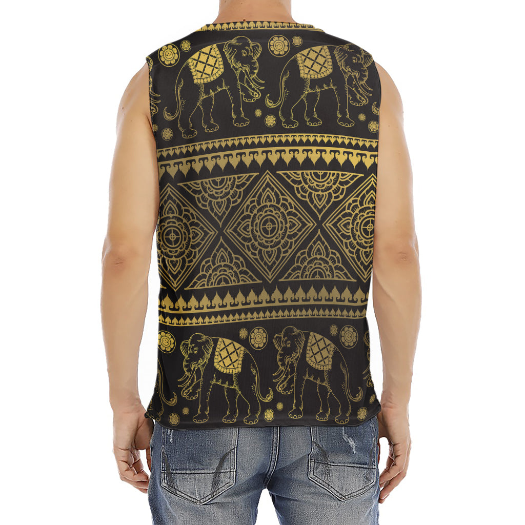 Ethnic Thai Elephant Pattern Print Men's Fitness Tank Top