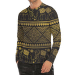 Ethnic Thai Elephant Pattern Print Men's Long Sleeve Rash Guard