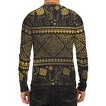 Ethnic Thai Elephant Pattern Print Men's Long Sleeve Rash Guard