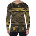 Ethnic Thai Elephant Pattern Print Men's Long Sleeve T-Shirt