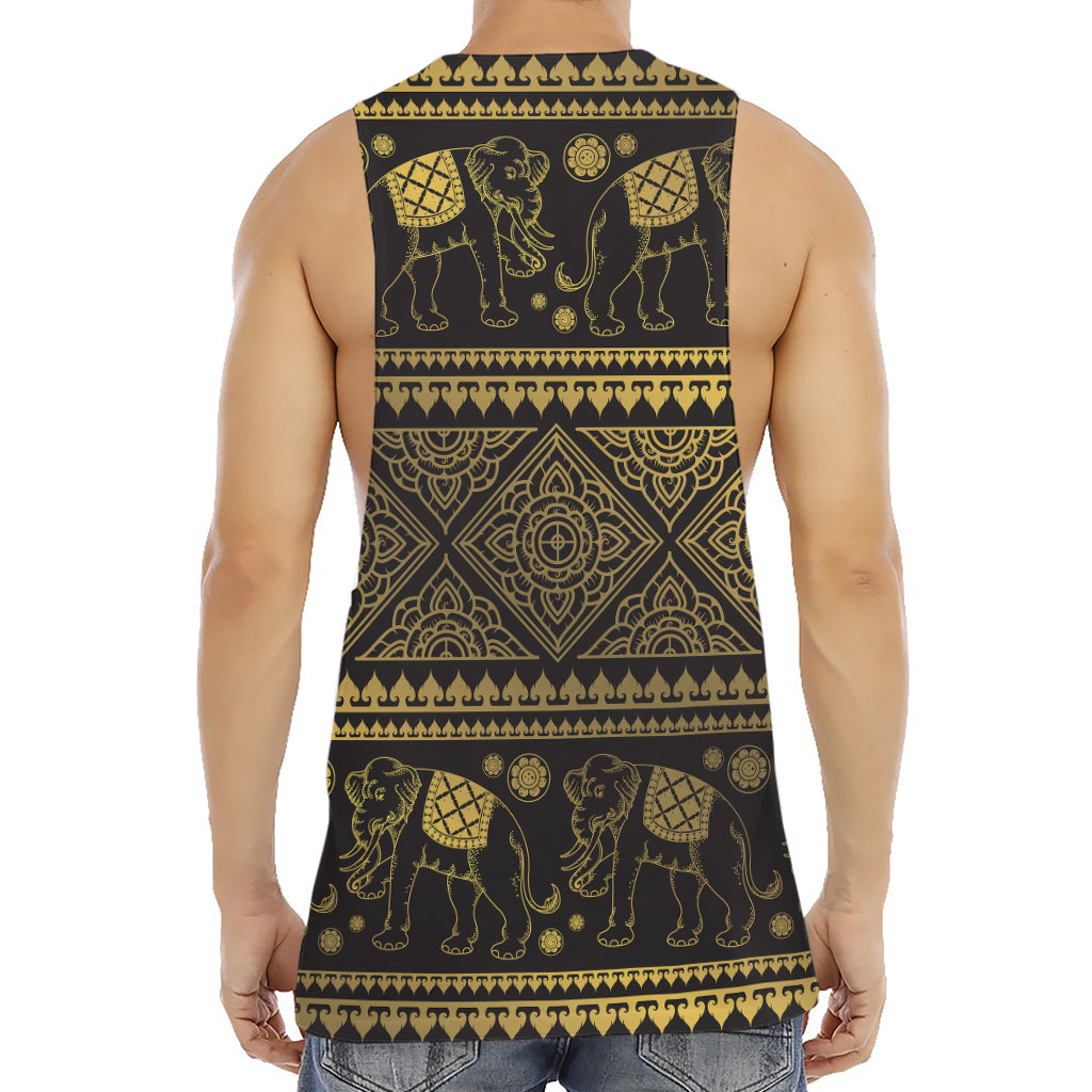 Ethnic Thai Elephant Pattern Print Men's Muscle Tank Top