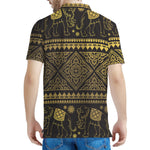 Ethnic Thai Elephant Pattern Print Men's Polo Shirt