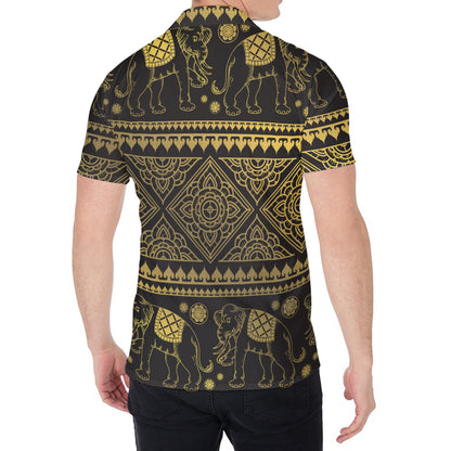 Ethnic Thai Elephant Pattern Print Men's Shirt