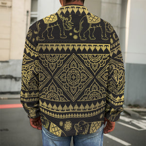 Ethnic Thai Elephant Pattern Print Men's Shirt Jacket