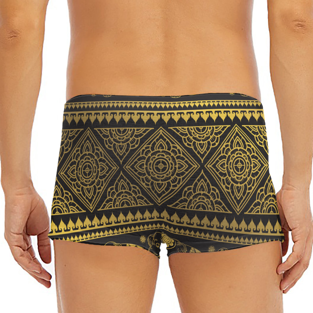 Ethnic Thai Elephant Pattern Print Men's Short Boxer Briefs