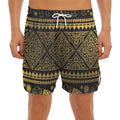 Ethnic Thai Elephant Pattern Print Men's Split Running Shorts