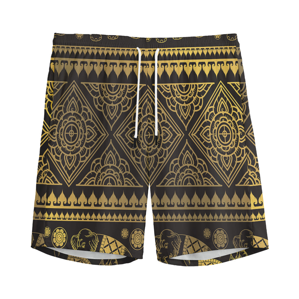 Ethnic Thai Elephant Pattern Print Men's Sports Shorts