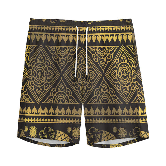 Ethnic Thai Elephant Pattern Print Men's Sports Shorts