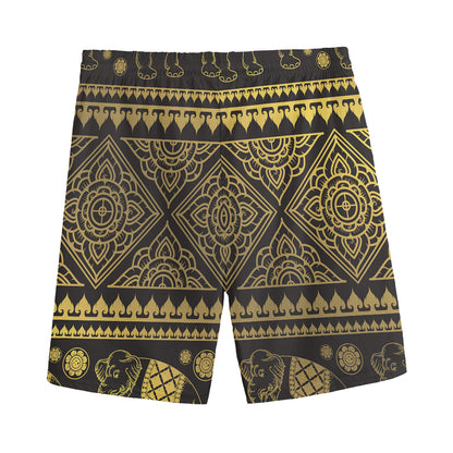 Ethnic Thai Elephant Pattern Print Men's Sports Shorts