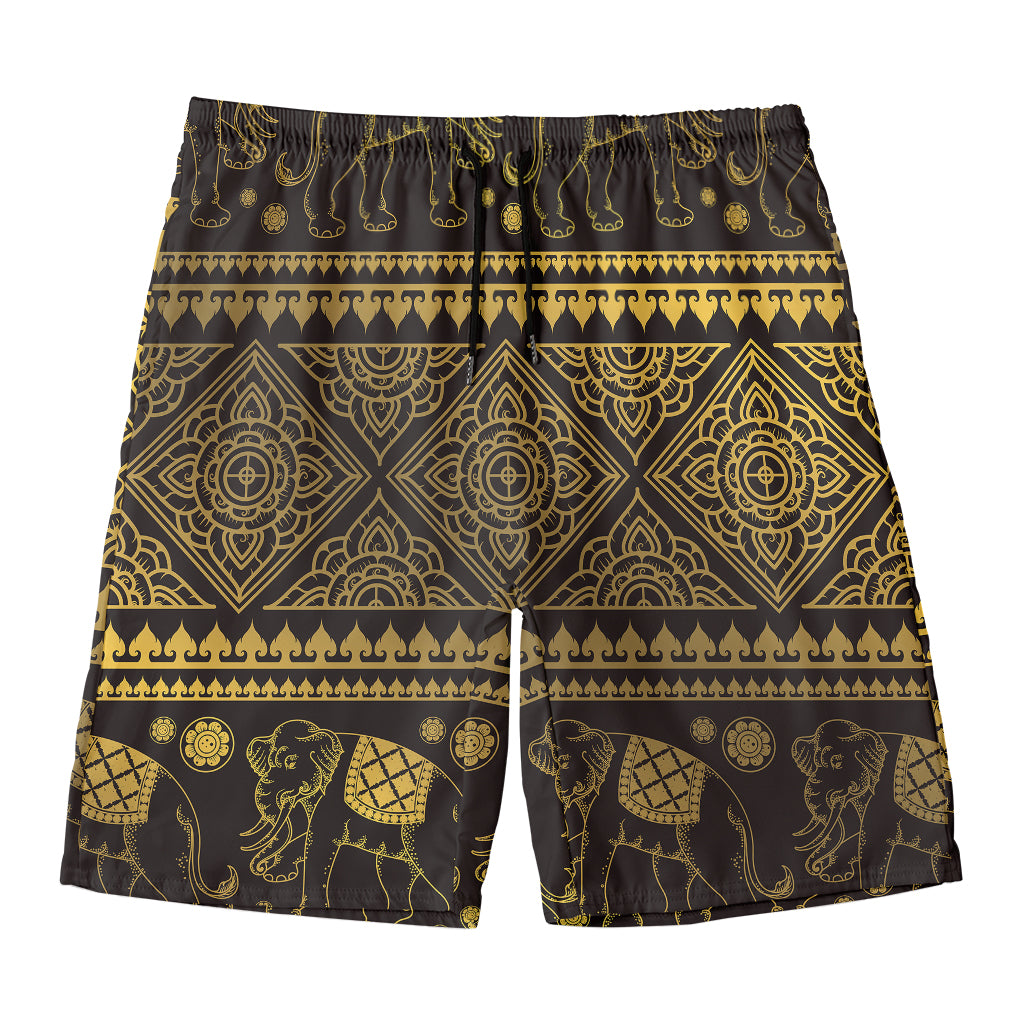 Ethnic Thai Elephant Pattern Print Men's Swim Trunks