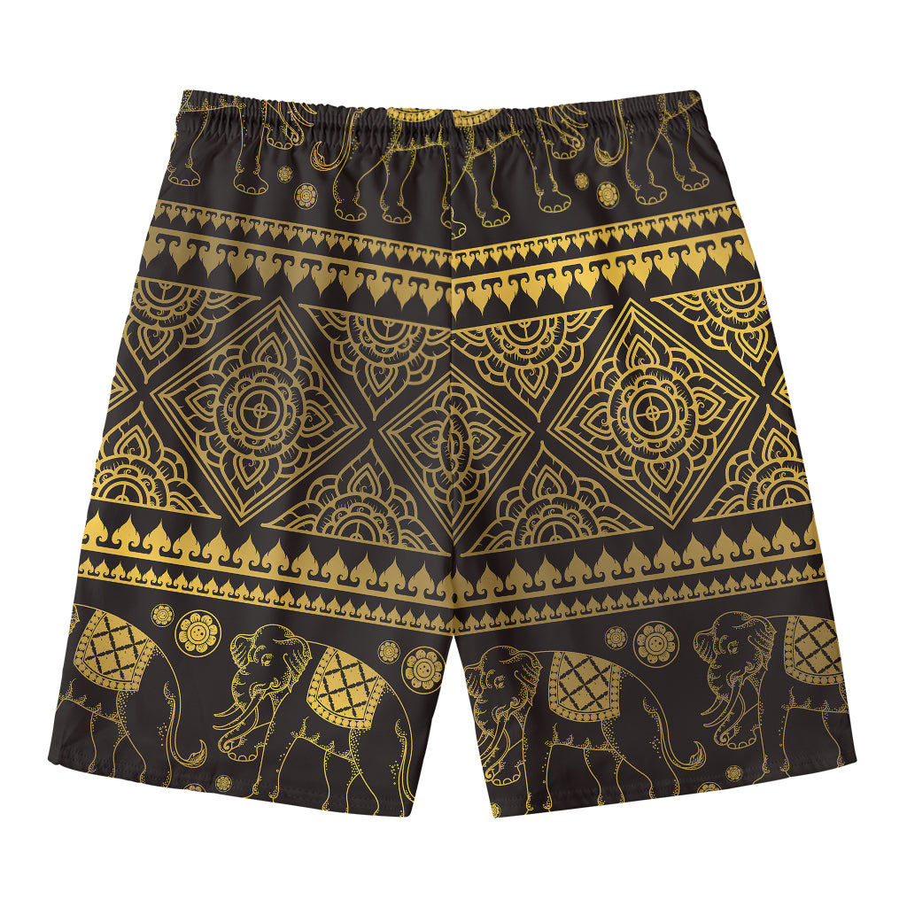 Ethnic Thai Elephant Pattern Print Men's Swim Trunks