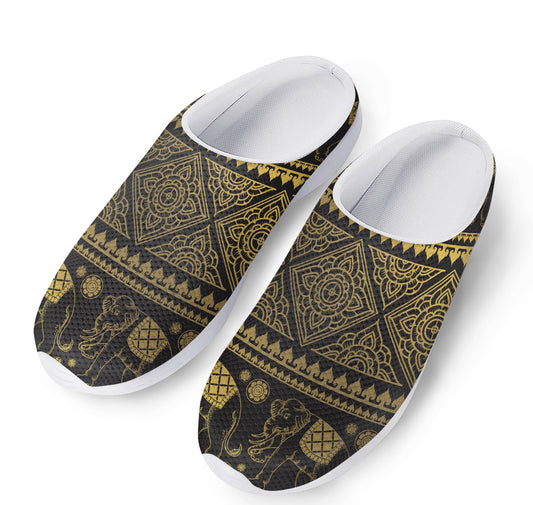 Ethnic Thai Elephant Pattern Print Mesh Casual Shoes