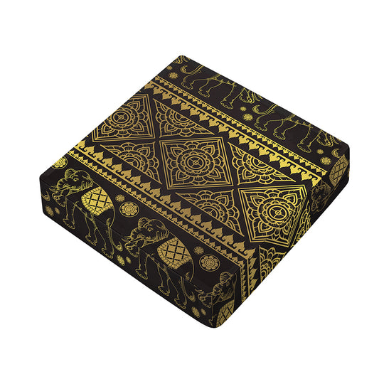Ethnic Thai Elephant Pattern Print Outdoor Seat Cushion Cover