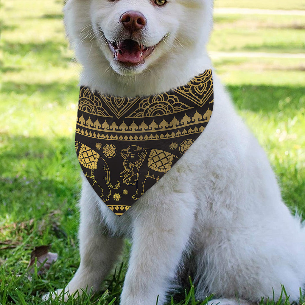 Ethnic Thai Elephant Pattern Print Over The Collar Dog Bandana