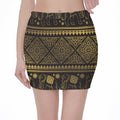 Ethnic Thai Elephant Pattern Print Pencil Mini Skirt