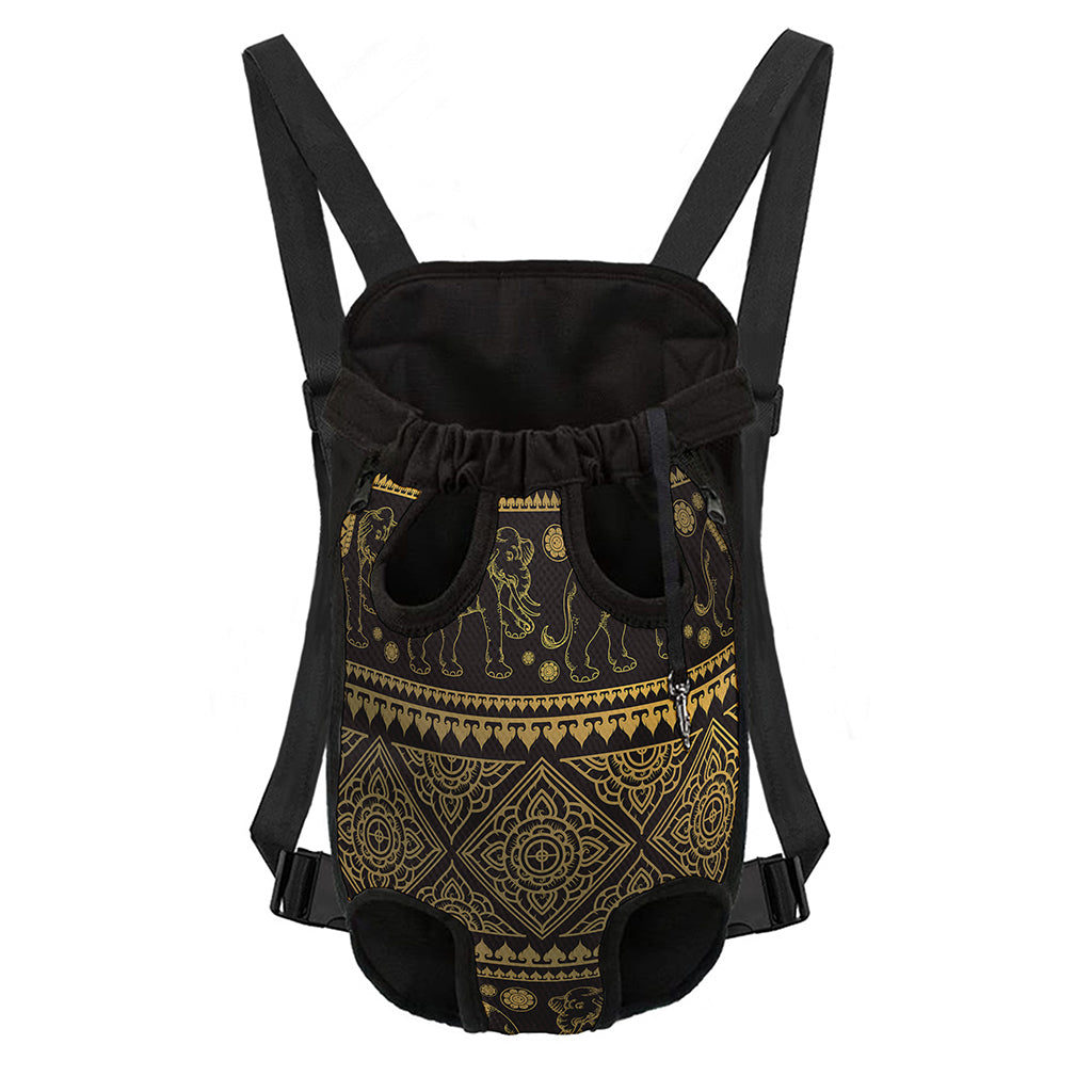 Ethnic Thai Elephant Pattern Print Pet Carrier Backpack