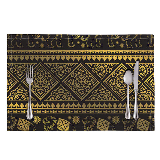 Ethnic Thai Elephant Pattern Print Placemat