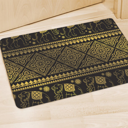 Ethnic Thai Elephant Pattern Print Polyester Doormat