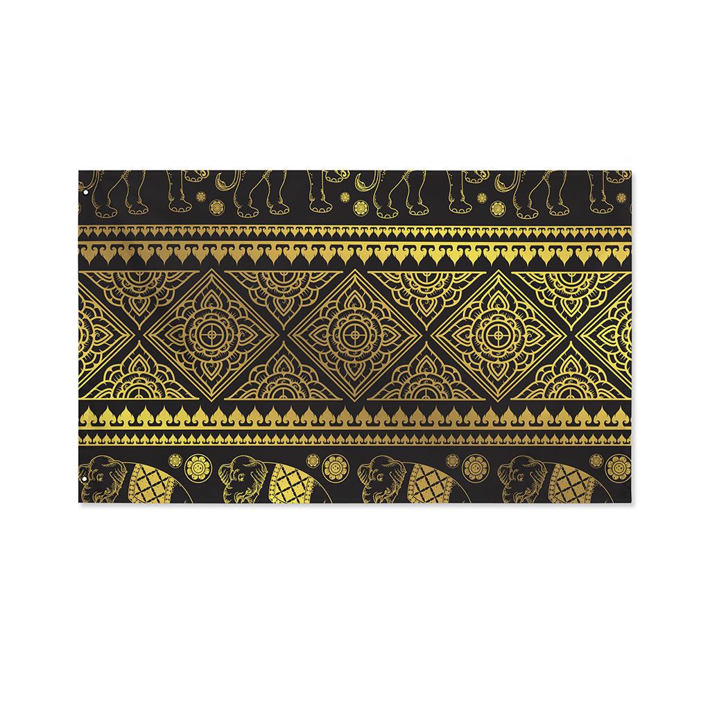 Ethnic Thai Elephant Pattern Print Polyester Flag