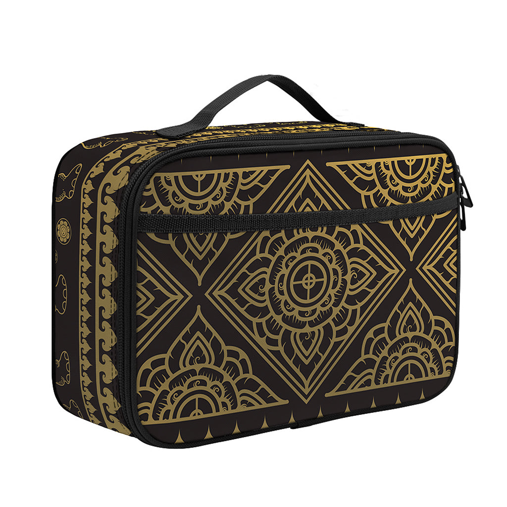 Ethnic Thai Elephant Pattern Print Portable Lunch Bag