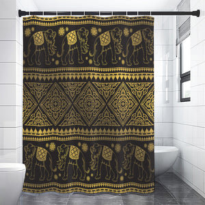 Ethnic Thai Elephant Pattern Print Premium Shower Curtain