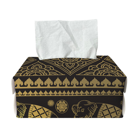 Ethnic Thai Elephant Pattern Print Rectangle Tissue Box Cover