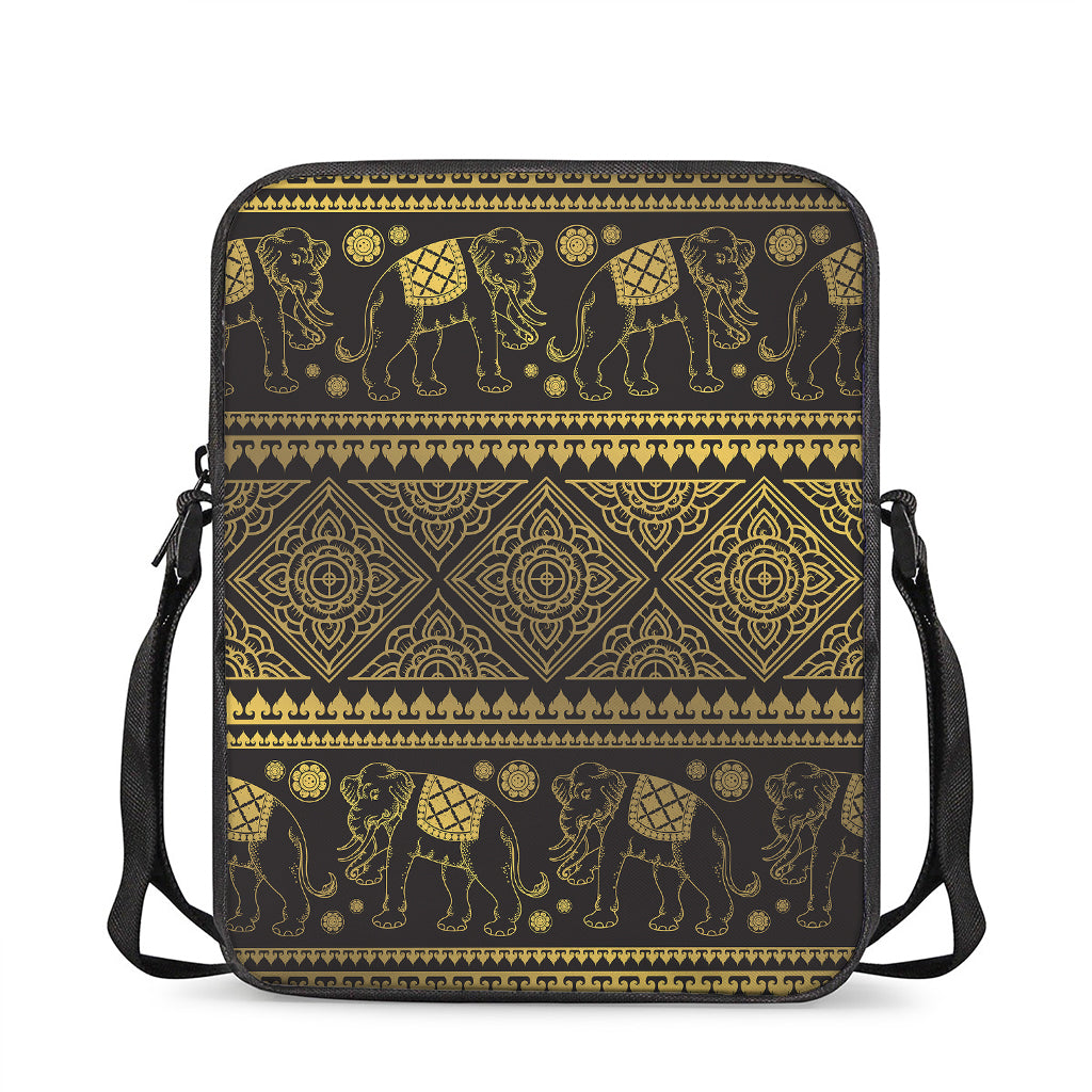Ethnic Thai Elephant Pattern Print Rectangular Crossbody Bag