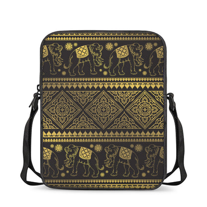 Ethnic Thai Elephant Pattern Print Rectangular Crossbody Bag