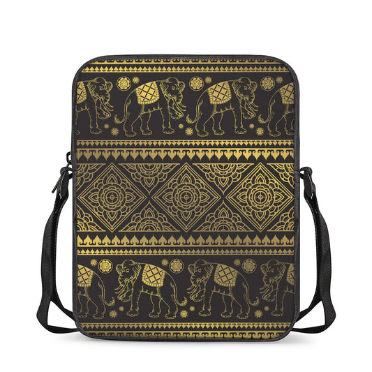 Ethnic Thai Elephant Pattern Print Rectangular Crossbody Bag