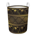 Ethnic Thai Elephant Pattern Print Round Laundry Basket