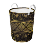 Ethnic Thai Elephant Pattern Print Round Laundry Basket