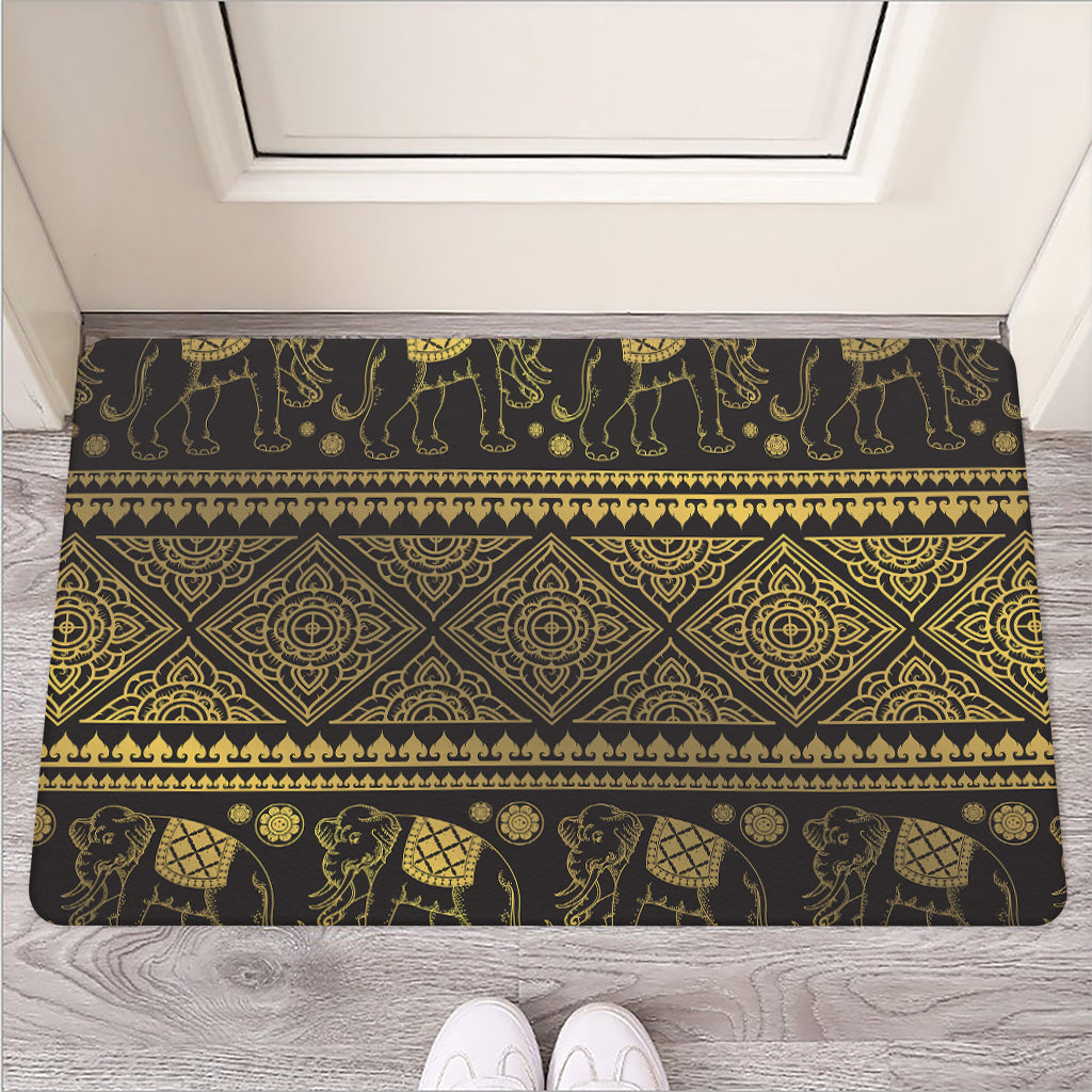 Ethnic Thai Elephant Pattern Print Rubber Doormat