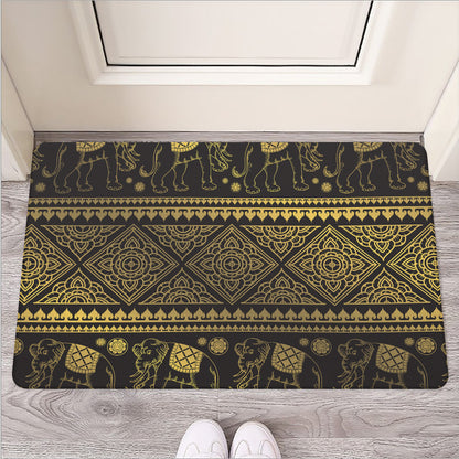 Ethnic Thai Elephant Pattern Print Rubber Doormat