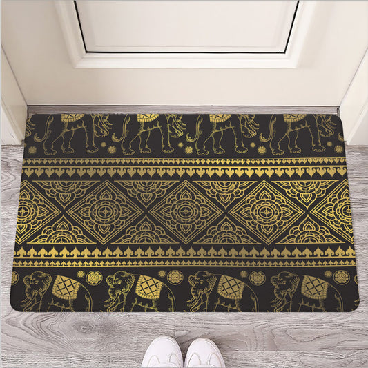 Ethnic Thai Elephant Pattern Print Rubber Doormat