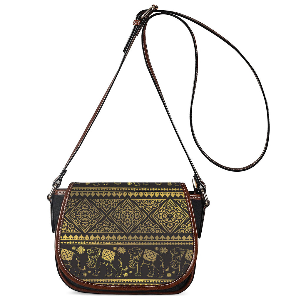 Ethnic Thai Elephant Pattern Print Saddle Bag
