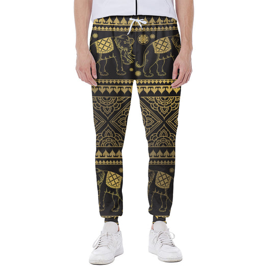 Ethnic Thai Elephant Pattern Print Scuba Joggers