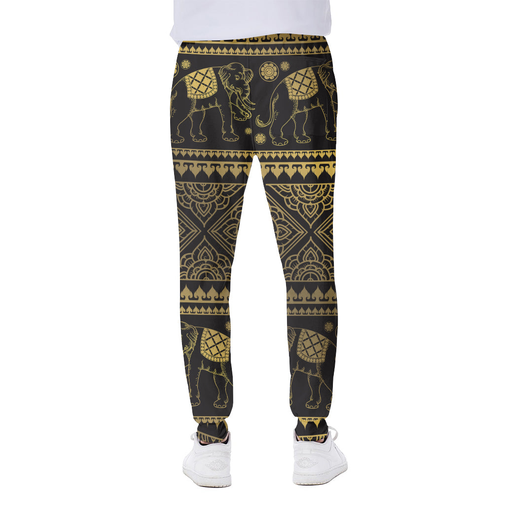 Ethnic Thai Elephant Pattern Print Scuba Joggers
