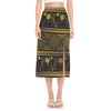 Ethnic Thai Elephant Pattern Print Side Slit Midi Skirt