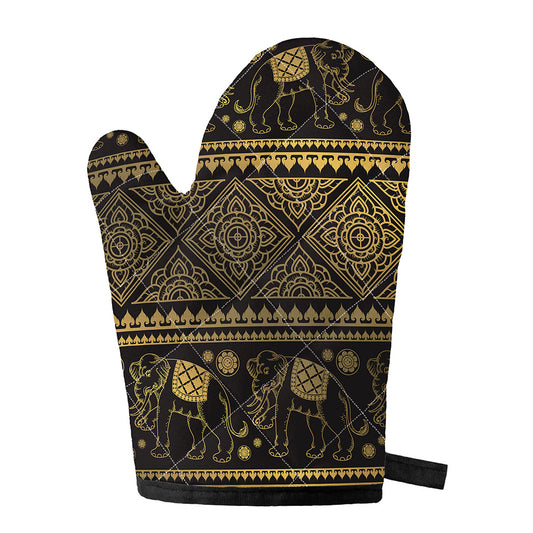 Ethnic Thai Elephant Pattern Print Single Oven Mitt