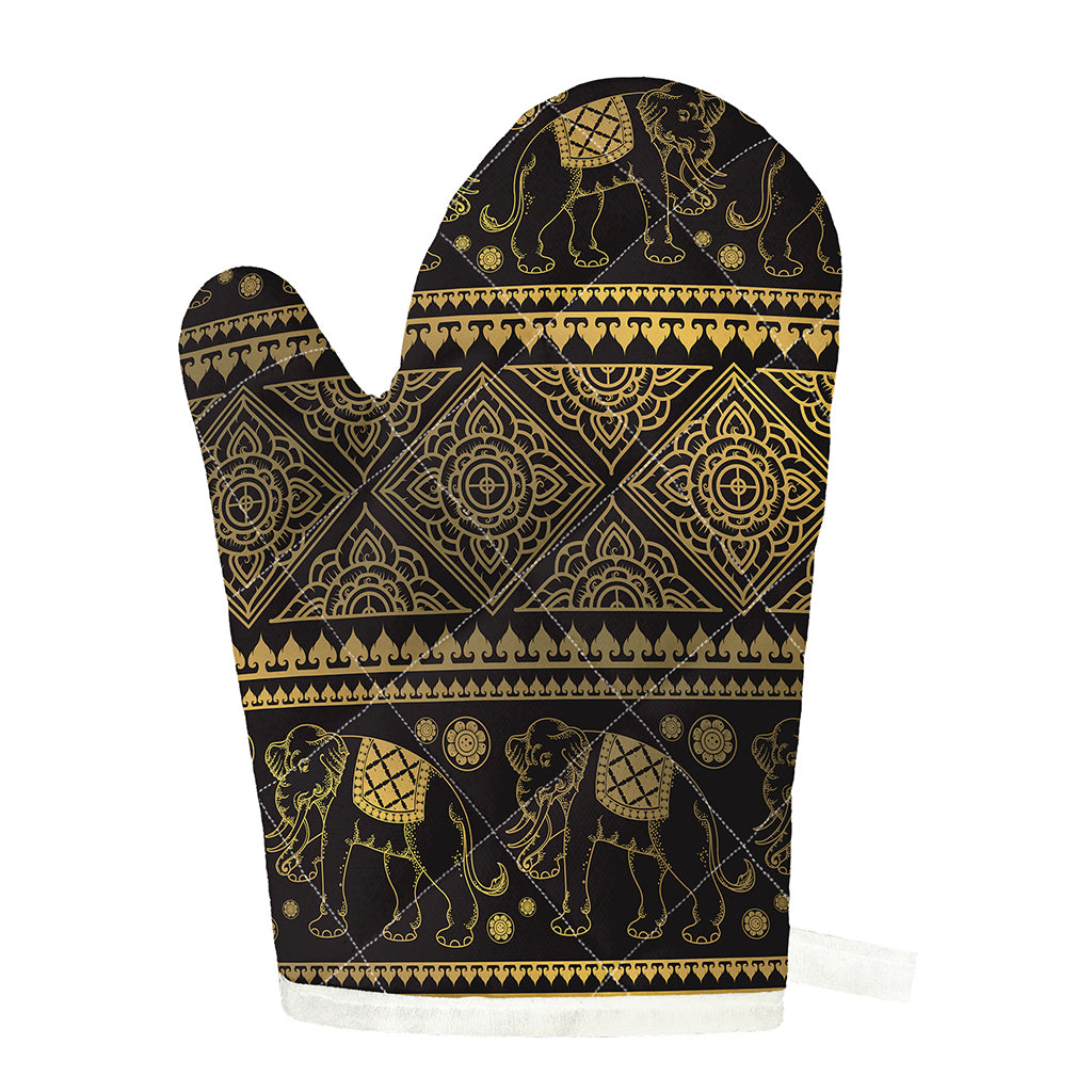 Ethnic Thai Elephant Pattern Print Single Oven Mitt