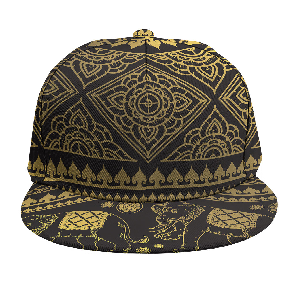 Ethnic Thai Elephant Pattern Print Snapback Cap
