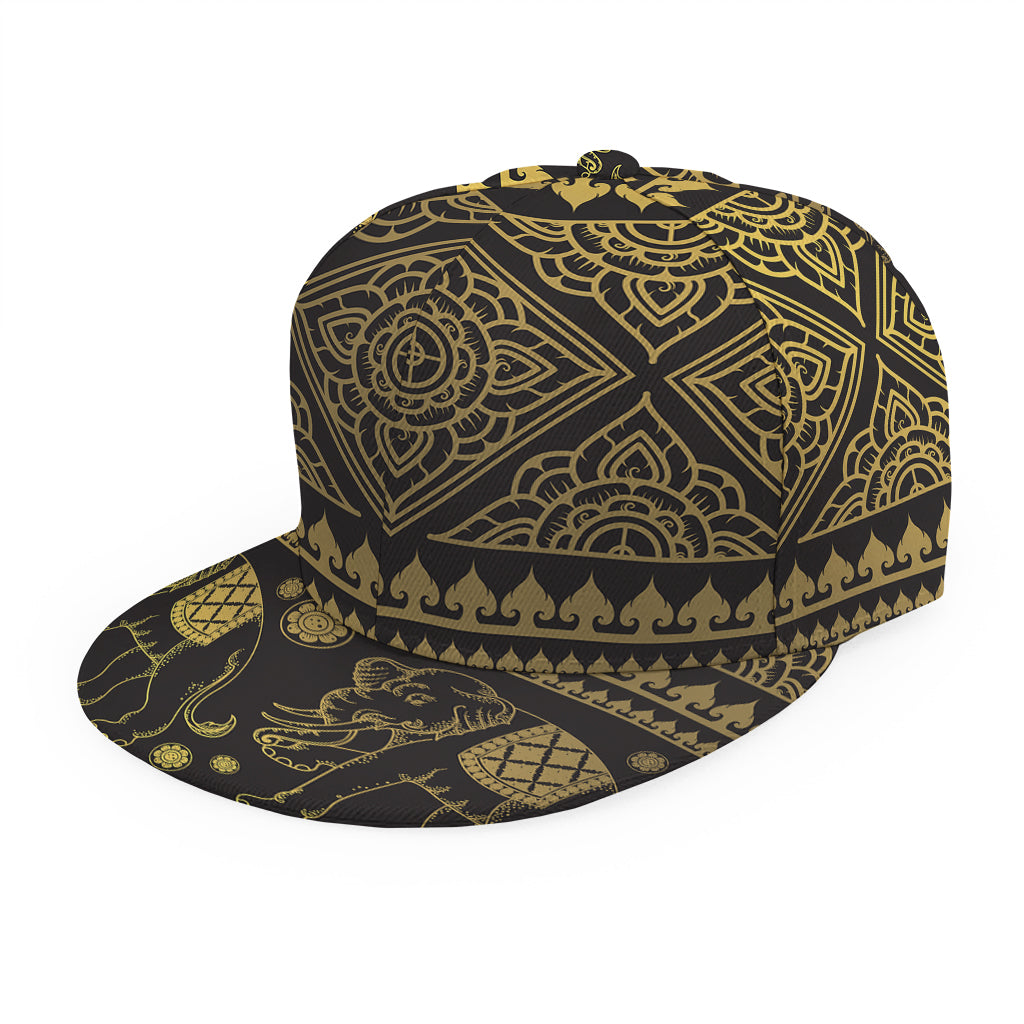 Ethnic Thai Elephant Pattern Print Snapback Cap