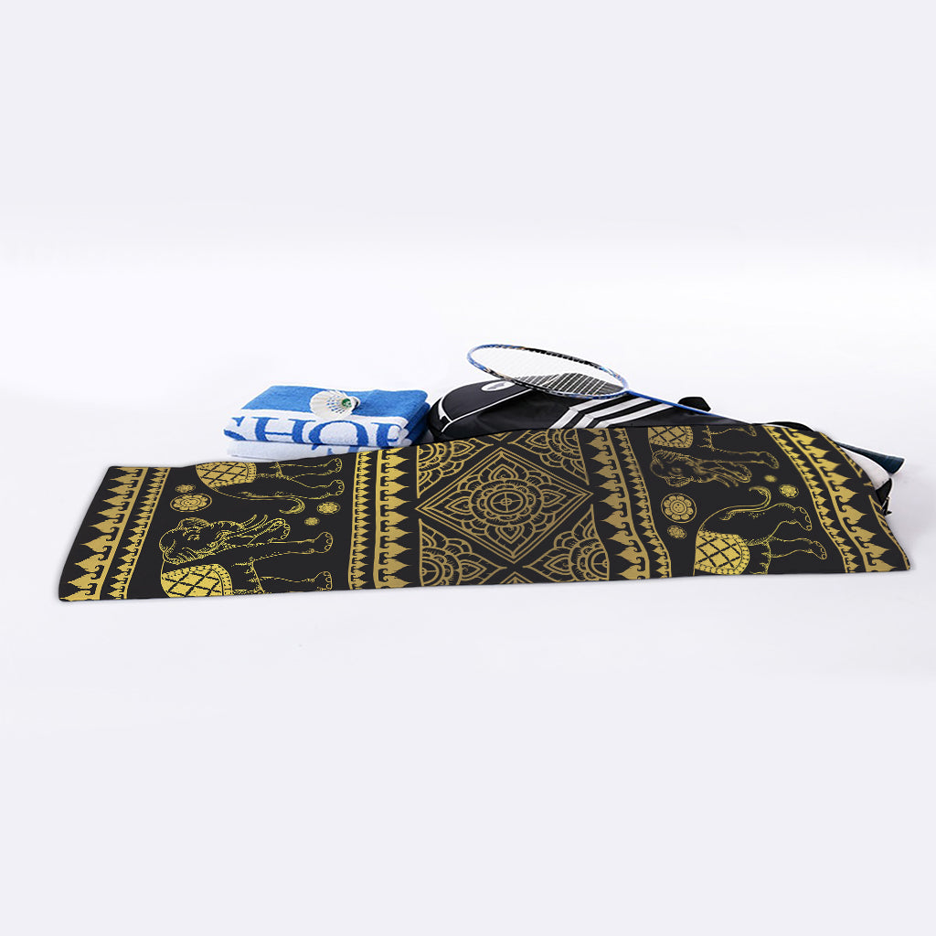 Ethnic Thai Elephant Pattern Print Sports Towel