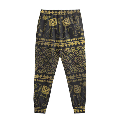 Ethnic Thai Elephant Pattern Print Sweatpants