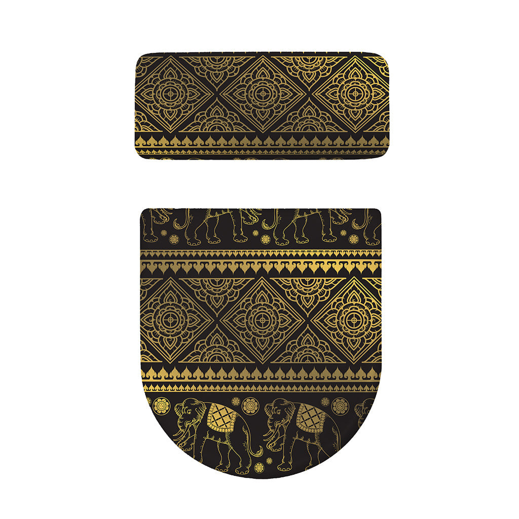 Ethnic Thai Elephant Pattern Print Toilet Lid And Tank Cover Set
