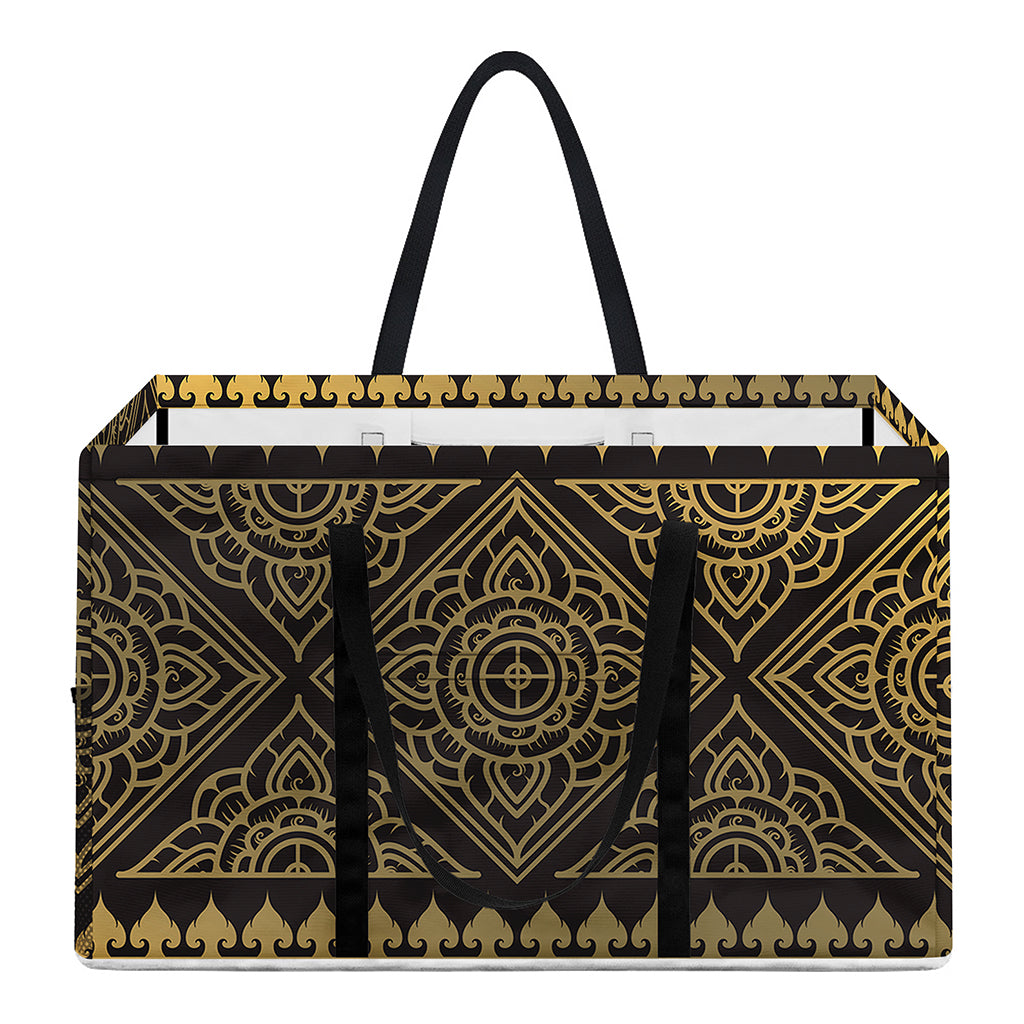 Ethnic Thai Elephant Pattern Print Utility Tote Bag
